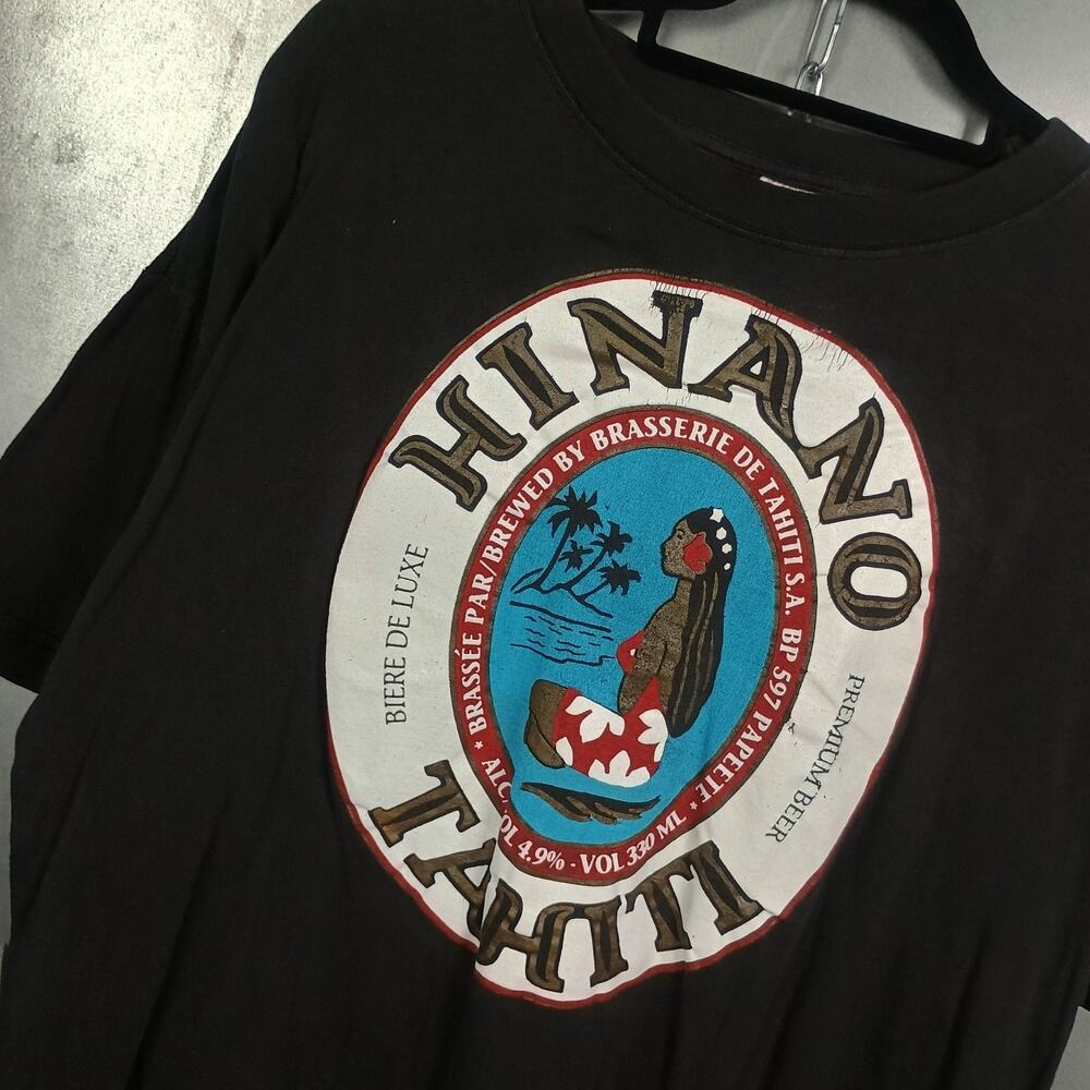 Hinano Tahiti Vintage Hawaiian Beer Double Sided Cotton Beer Shirt XL Aloha